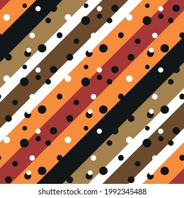 Abstract Diagonal Stripes with Dots Seamless Vector Pattern Colorful Background 
