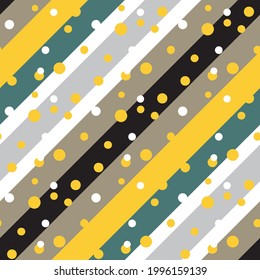Abstract Diagonal Stripes with Dots Seamless Vector Pattern Colorful Background 