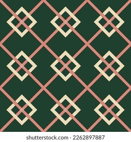 Abstract Diagonal Stripes Squares Elegant Interior Complex Geometric Retro Seamless Vector Pattern Trendy Fashion Colors Perfect for Allover Wall Paper Print or Fabric Dark Green Background