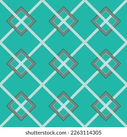 Abstract Diagonal Stripes Squares Elegant Interior Complex Geometric Retro Seamless Vector Pattern Trendy Fashion Colors Perfect for Allover Wall Paper Print or Fabric Tiffany Blue Background