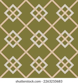Abstract Diagonal Stripes Squares Elegant Interior Complex Geometric Retro Seamless Vector Pattern Trendy Fashion Colors Perfect for Allover Wall Paper Print or Fabric Olive Green Background