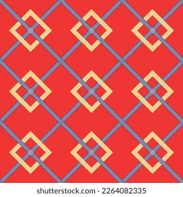 Resumen Tiras Diagonales Cuadrados Elegante Interior Complejo Geométrico Retro Patrón de vectores sin soldadura Colores de moda a la moda Perfecto para la impresión de papel de pared o fondo rojo de tela