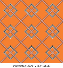 Abstract Diagonal Stripes Squares Elegant Interior Complex Geometric Retro Seamless Vector Pattern Trendy Fashion Colors Perfect for Allover Wall Paper Print or Fabric Orange Background