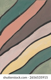 Abstract Diagonal Stripes with Varied Colors and Black Outlines