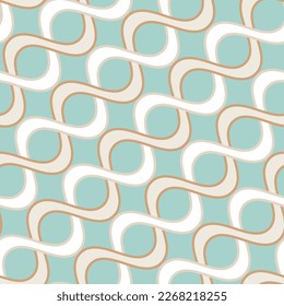 Abstract Diagonal Swirl Stripes Wavy Lines Seamless Vector Pattern Retro Minimal Design Perfect for Allover Fabric Print or Wall Paper Trendy Fashion Colors Mint Green Background
