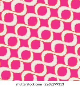 Abstract Diagonal Swirl Stripes Wavy Lines Seamless Vector Pattern Retro Minimal Design Perfect for Allover Fabric Print or Wall Paper Trendy Fashion Colors Fuchsia Tones