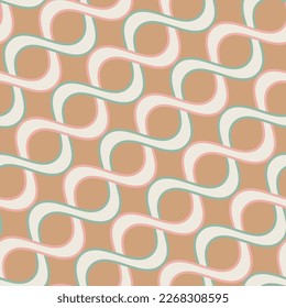 Abstract Diagonal Swirl Stripes Wavy Lines Seamless Vector Pattern Retro Minimal Design Perfect for Allover Fabric Print or Wall Paper Trendy Fashion Colors Milky Brown Tones