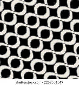 Abstract Diagonal Swirl Stripes Wavy Lines Seamless Vector Pattern Retro Minimal Design Perfect for Allover Fabric Print or Wall Paper Trendy Fashion Colors Black White Tones