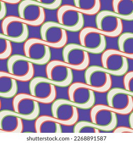 Abstract Diagonal Swirl Stripes Wavy Lines Seamless Vector Pattern Retro Minimal Design Perfect for Allover Fabric Print or Wall Paper Trendy Fashion Colors Electric Purple Green Pink Tones