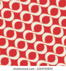 Abstract Diagonal Swirl Stripes Wavy Lines Seamless Vector Pattern Retro Minimal Design Perfect for Allover Fabric Print or Wall Paper Trendy Fashion Colors Red Tones