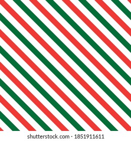 Abstract diagonal tradicional Merry Christmas background. Seamless pattern made on red green color. Geometric lines template. Texture can be used for wallpaper, pattern fills, web page for New Year