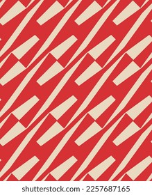 Abstract Diagonal Trendy Geometric Vector Seamless Pattern Chic Fashion Colors Minimal Monochrome Design Perfect for Allover Fabric Print or Wrapping Paper Red Coral Tones