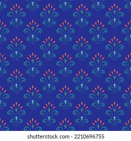 Abstract diagonal twigs on dark blue seamless pattern. Fashion graphic background. Modern stylish abstract texture. Design colorful template for prints, textiles, wallpaper. Vector illustration, vector de stoc