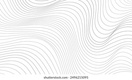 Abstract diagonal wavy contour line on white background in 4k resolution. Suited for desktop wallpaper, banner, poster, website, backdrop