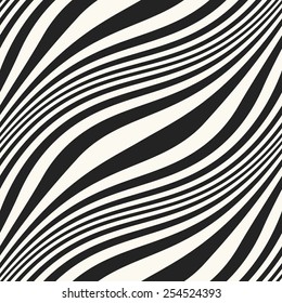 Abstract diagonal wavy striped seamless pattern. Vector.