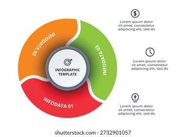 Diagrama Abstractas con 3 pasos, opciones, piezas o procesos. Vector Plantilla de negocios para la presentación