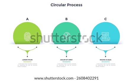 Abstract diagram with artificial intelligence icons for business. Circular process infographic template with 3 circular elements. Vector illustration
