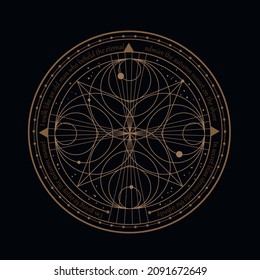 Abstract diagram with planets and stars. Vector illustration in gothic style