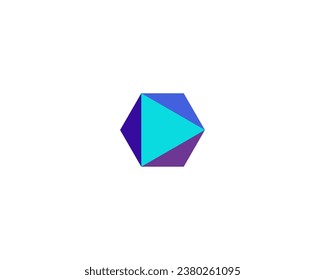 Abstract diamond crystal logotype. Creative play symbol. Gem treasure sign. Vector illustration.