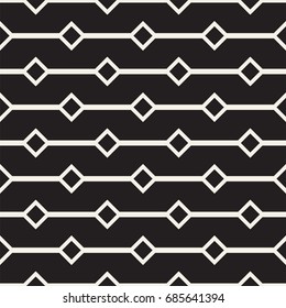 Abstract diamond geometric lines lattice pattern. Seamless vector stylish background. Black and white simple repeating texture.