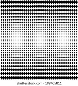 Abstract Diamond Halftone Shape Background. Black And White Design. Geometric Seamless Pattern, Vector Art Image Illustration.