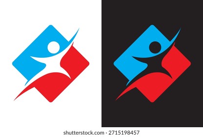 Ícone de vetor de modelo de design de logotipo de forma humana de diamante abstrato