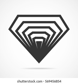 Abstract diamond icon in flat style. Vector illustration. Gray sign of diamond isolated on light background.