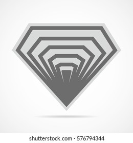 Abstract diamond icon in flat style. Vector illustration. Gray sign of diamond isolated on light background.