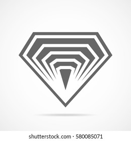 Abstract diamond icon in flat style. Vector illustration. Gray sign of diamond isolated on light background.
