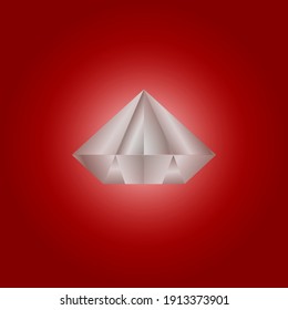 Abstrakter Diamant einzeln auf rotem Hintergrund. Vektorgrafik