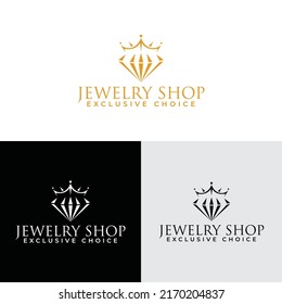 Abstract diamond for jewelry shop business logo design concept