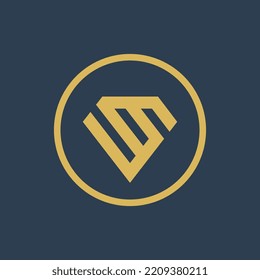 Abstract diamond logo design in line art style, vector illustration