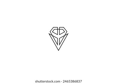 logo de diamante abstracto en estilo de diseño de Vector de arte lineal