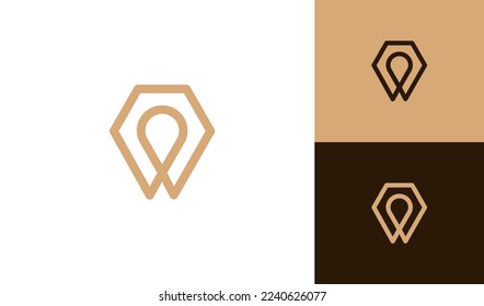 Logo de diamante abstracto con símbolo de ubicación