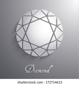 Icono 3d del papel con forma de diamante abstracto - vector eps10