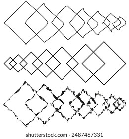 Abstract diamond shapes. Geometric patterns. Various designs. Vector illustration.