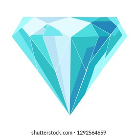 Abstract diamond vector. Diamond blue crystal 