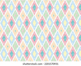 Los cuadrados en forma de diamante abstracto de varios tamaños son de color pastel con ramas blancas en el interior. Adecuado para fondo de fondo de papel pintado, papel de envoltura de regalo.
