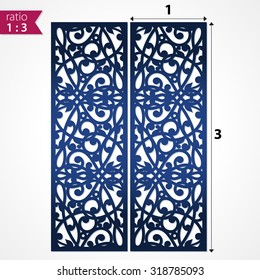 Abstract die cut pattern. Cutout silhouette panel. Fretwork oriental background. Lazer cut pattern background vector. Vector ornate ornamental panel. Paper cutting.