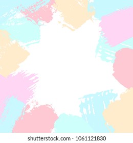 abstract different  brush strokes shapes in soft pastel colors border frame  texture  background 