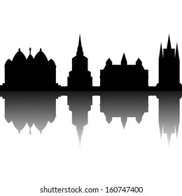abstract different building silhouettes on white background