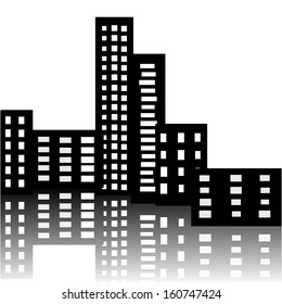 abstract different building silhouettes on white background