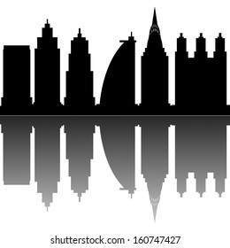 abstract different building silhouettes on white background