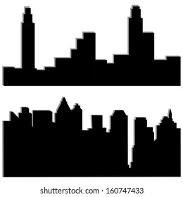 abstract different building silhouettes on white background