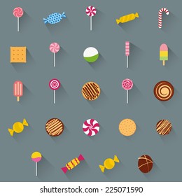 abstract different candies on a gray background