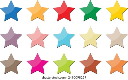 Ilustración Abstractas del Vector del icono de cinco estrellas del color diferente.