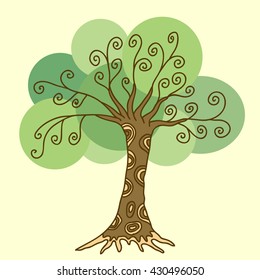 abstract different colour doodle  tree with psychodelic patterns