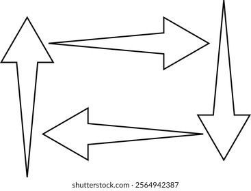 abstract different direction of outline black arrow.