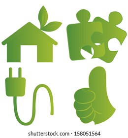 abstract different eco symbols on white background