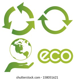 abstract different eco symbols on white background
